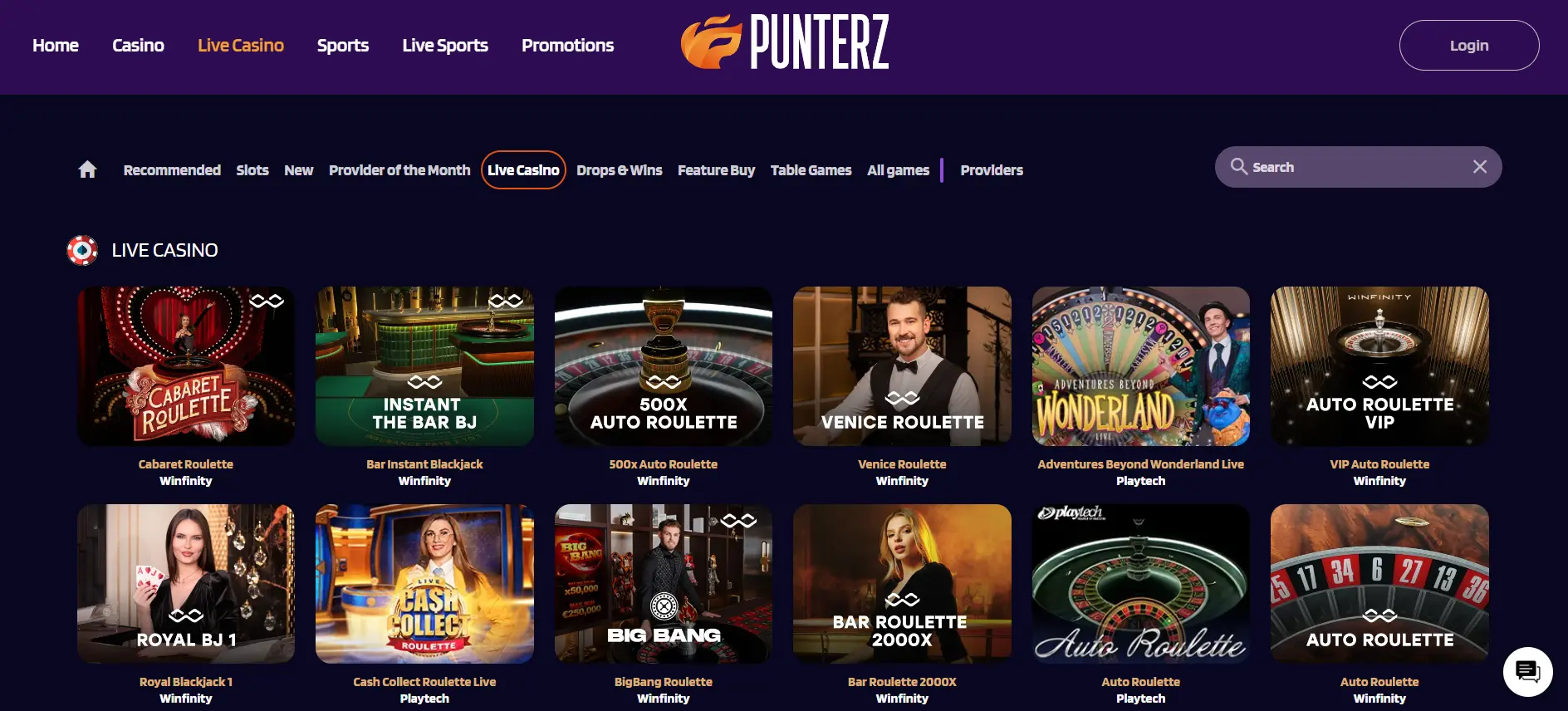 Punterz Live Casino