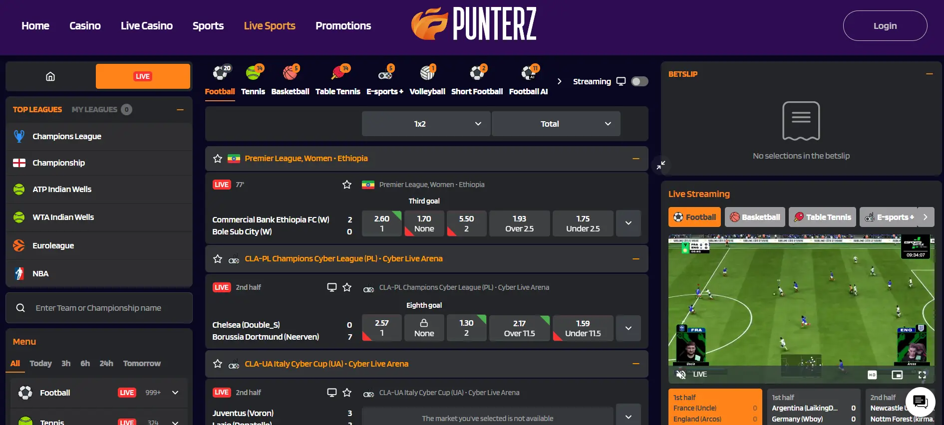 sportspel Punterz Casino